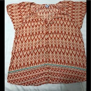 Indigo Cap Sleeve Button Down Blouse